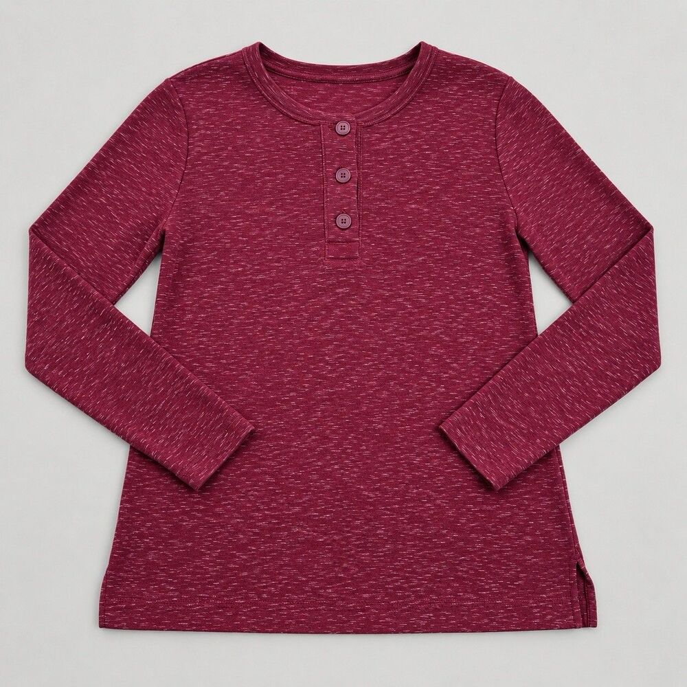 Duluth Trading Women’s M Blue Ridge Burgundy Henley Shirt Gorpcore Cabincore